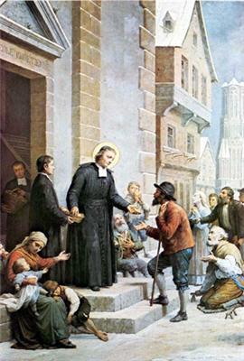 John Baptist de La Salle handing out bread to the poor<BR> during the fierce winter of 1684- 1685, in Reims, France by Giovanni Gagliardi - Auction record, sale price, and art valuation. Compare with similar artists and explore comparable artworks.